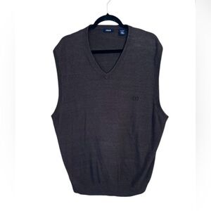 IZOD Men's V Neck Sweater Vest Brown Embroidered Logo Cotton Blend. Size XL